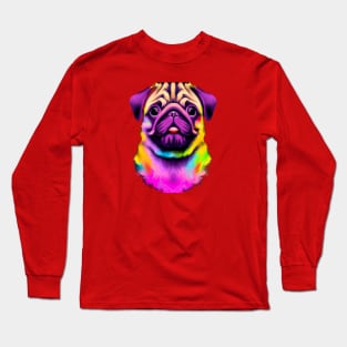 Colorful Pug Painting Art Long Sleeve T-Shirt